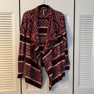 Burgundy and pink patterned sweater size Large